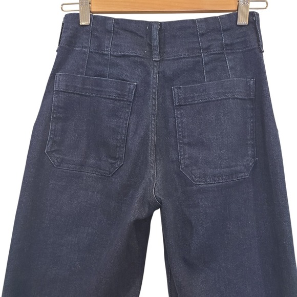 Maeve The Colette Wide Leg Jeans Womens Size 24 Dark Wash High Rise Patch Pocket - Picture 5 of 7